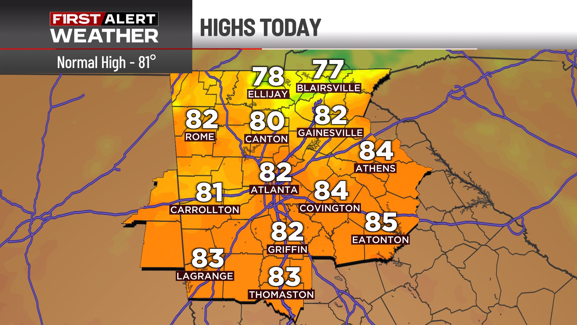 Atlanta Enjoys Sunny Skies, With Warming Trend and Rain Chance Later Next Week