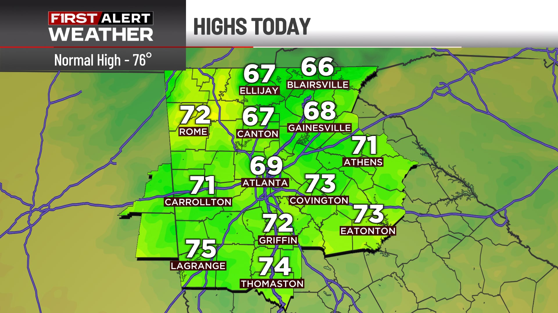Atlanta Forecast: Mostly Cloudy Sunday With Breezy Conditions and Mild Temperatures
