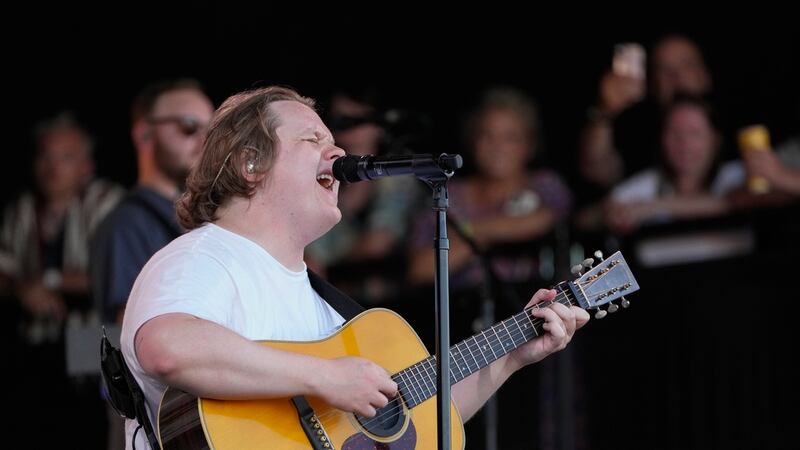 Lewis Capaldi performs during the Glastonbury Festival in Worthy Farm, Somerset, England,...