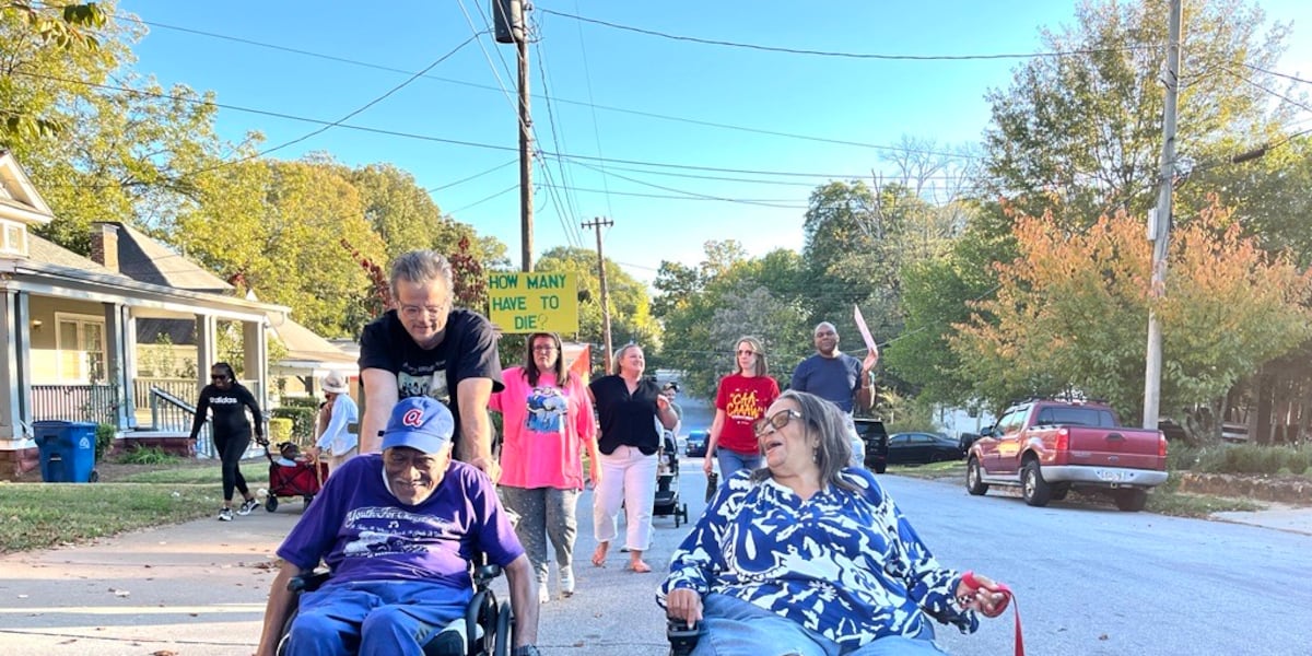 Neighbors march for safer sidewalks in southwest Atlanta Neighbors march for safer sidewalks in southwest Atlanta