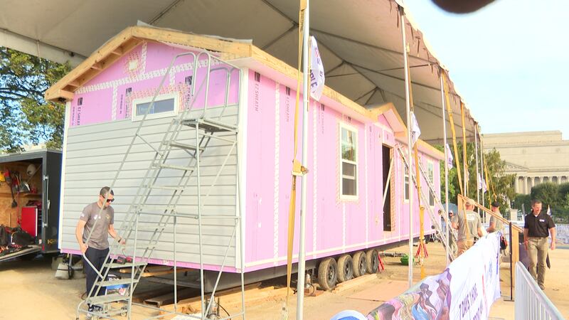 The Purple Heart Home under construction on the National Mall in Washington on Thursday, Oct....