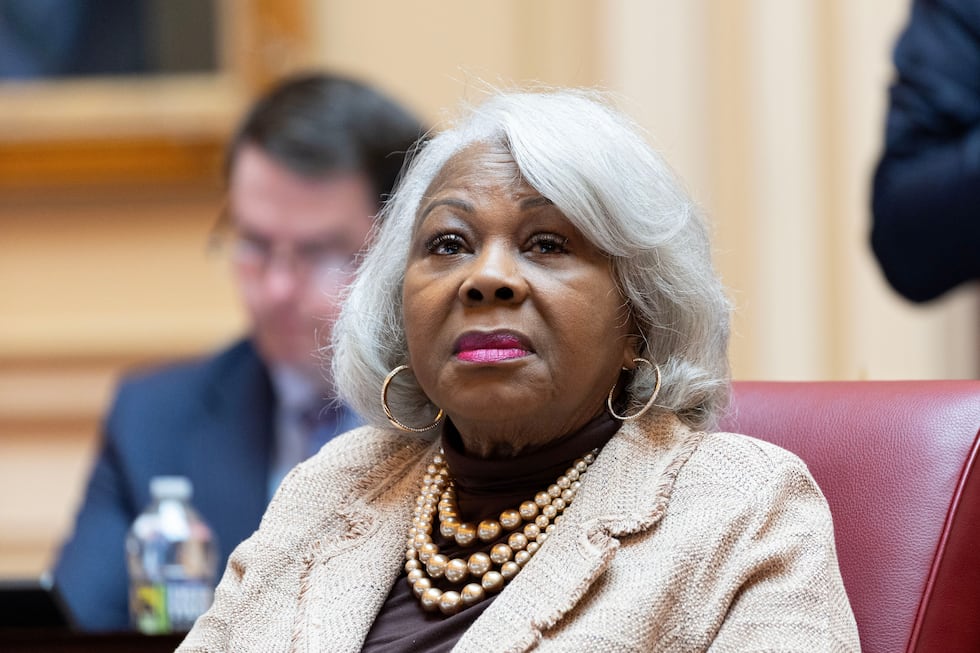 FILE - Virginia Senate President pro tempore Louise Lucas, D-Portsmouth, listens to debate on...