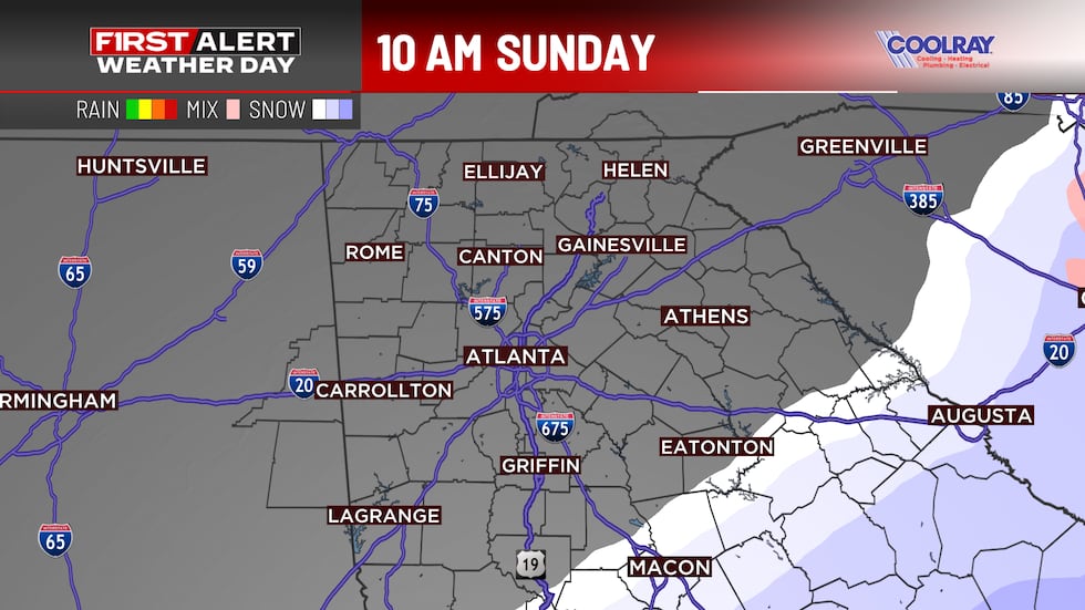 Possible snow across middle Georgia