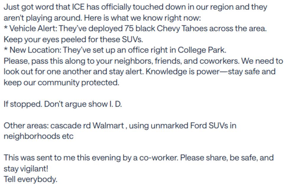 Rumored ICE activity in metro Atlanta, College Park mayor seeks answers.