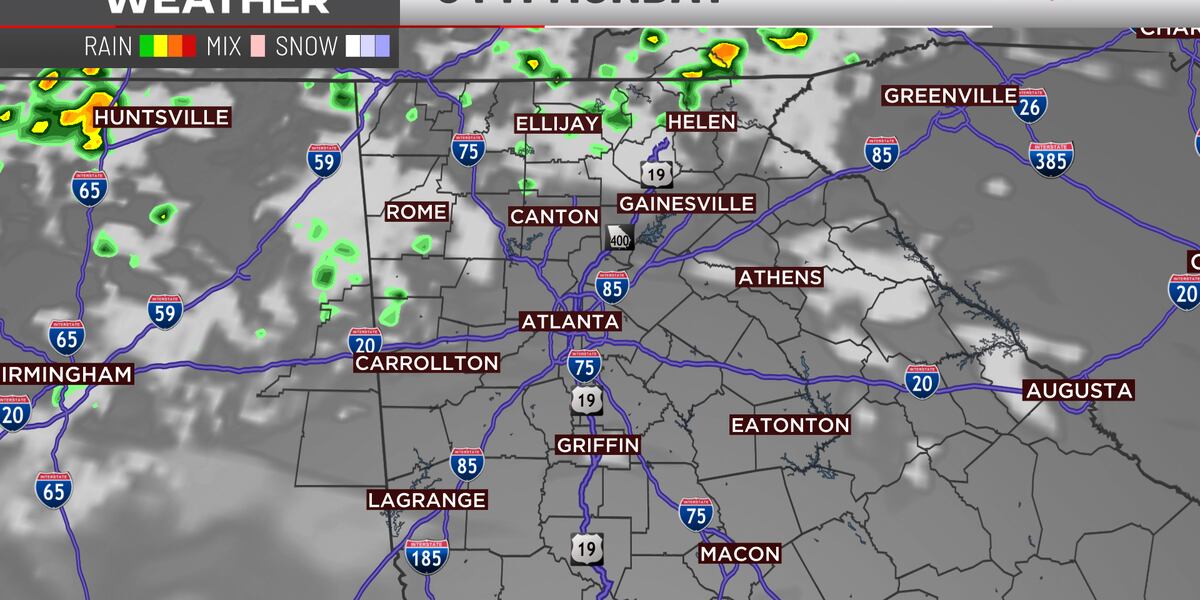 FIRST ALERT FORECAST: Mostly cloudy, spotty showers north of Atlanta today
