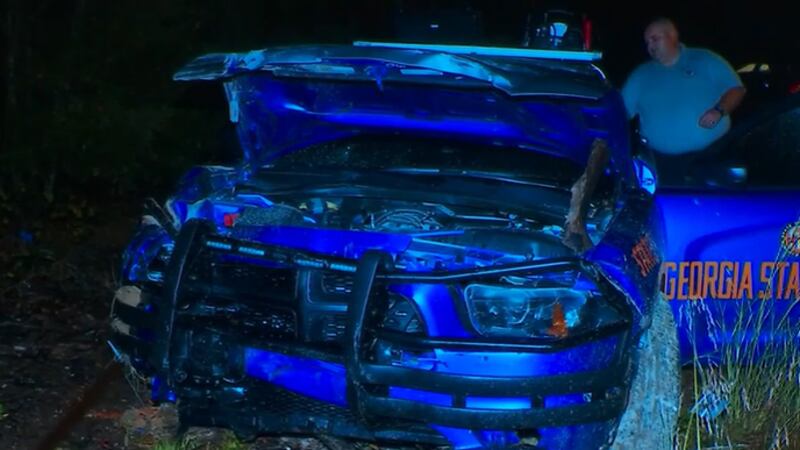AJ Scott's wrecked Georgia State Patrol car
