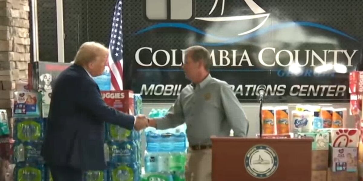 Georgia Governor Brian Kemp and former President Donald Trump meet and tour hurricane damage Georgia Governor Brian Kemp and former President Donald Trump meet and tour hurricane damage