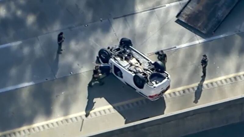 I-85 rollover crash in Coweta County, Tuesday, Dec. 17, 2024.