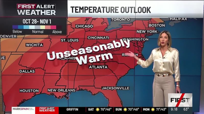 Unseasonably warm weather is likely for Halloween