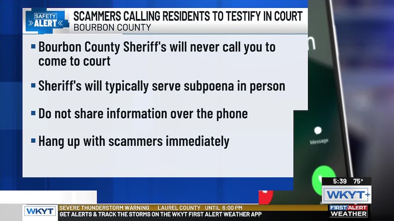 Bourbon County Sheriff’s Office alerts residents to phone scam