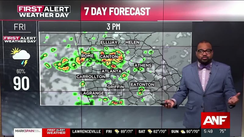 FIRST ALERT WEATHER DAY: Scattered storms expected this afternoon in north Georgia